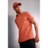 DeFacto Standart Fit Polo Yaka Sporcu Modal Kısa Kollu Polo Tişört, L, F9834AX26SP, Turuncu, Erkek