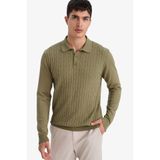 DeFacto Standart Fit Polo Yaka Triko Kazak, L, G2455AX25AU, Haki-KH404, Erkek