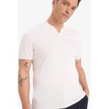 DeFacto Standart Fit Polo Yaka Triko Kısa Kollu Tişört, XL, E3240AX25SP, Beyaz-WT32, Erkek