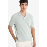 DeFacto Standart Fit Polo Yaka Triko Kısa Kollu Tişört, XL, E3306AX25SM, Mavi-BE490, Erkek