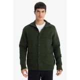 DeFacto Standart Fit Triko Hırka, 2XL, E8396AX25CW, Haki-KH444, Erkek