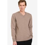 DeFacto Standart Fit V Yaka Triko Kazak, L, G6178AX25CW, Kahve-BN503, Erkek