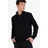 DeFacto Standart Fit Yarım Fermuarlı Triko Kazak, XL, A5184AX25AU, Siyah, Erkek