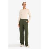 DeFacto Straight Fit Beli Lastikli Basic Düz Cepli Haki Kadın Eşofman Altı F7143AX/KH211