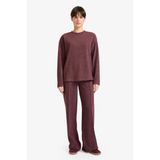 DeFacto Straight Fit Beli Lastikli Geniş Paça Pantolon Bordo, XL, F1016AX25AU, Bordo-BR93, Kadın