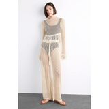 DeFacto Straight Fit Beli Lastikli Kroşe Plaj Pantolonu F7460AX25HS - Ekru-ER105