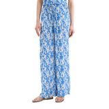 DeFacto Straight Fit Beli Lastikli Midi Krinkıl Kumaş Desenli Pantolon, 36, E7828AX25SP, Mavi-BE551, Kadın