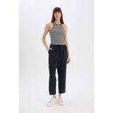 DeFacto Straight Fit Çift Cepli Yüksek Bel Düz Paça Modal Kumaş Pantolon E5962AX25SP - Lacivert-NV100 - 38