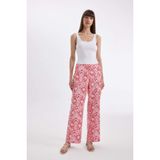 DeFacto Straight Fit Desenli Cepli Yüksek Bel Geniş Paça Kumaş Pantolon, 36, D3173AX24HS, Pembe-PN324, Kadın