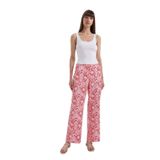 DeFacto Straight Fit Desenli Cepli Yüksek Bel Geniş Paça Kumaş Pantolon, 38, D3173AX24HS, Pembe-PN324, Kadın