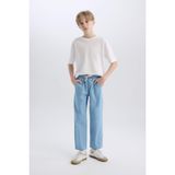 DeFacto Straight Fit Düz Paça Basic Düz Jean Pantolon Erkek Çocuk, 9/10 Yaş (140cm), B5740A825SM, Mavi, Erkek Çocuklar