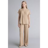 DeFacto Straight Fit Düz Paça Bürümcük Pantolon Bej, M, H0423AX26SP, Bej-BG708, Kadın