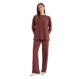 DeFacto Straight Fit Düz Paça Selanik Kumaş Pantolon, L, E9910AX25WN, Bordo-BR330, Kadın