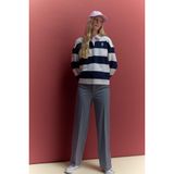 DeFacto Straight Fit Fleto Cepli Normal Bel Standart Boy Pantolon, 42, F6214AX26SP, Gri, Kadın