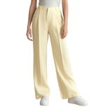 DeFacto Straight Fit Keten Kumaş Palazzo Pantolon Yüksek Bel Uzun Boy, 40, F0112AX25SM, Sarı-YL503, Kadın