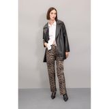 DeFacto Straight Fit Leopar Gabardin Palazzo Pantolon Yüksek Bel Cepli Uzun D1229AX24AU - Bej-BG303 - 34