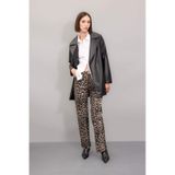 DeFacto Straight Fit Leopar Gabardin Palazzo Pantolon Yüksek Bel Cepli Uzun D1229AX24AUBG303