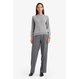 Defacto Straight Fit Yüksek Bel Çapraz Dokuma Pantolon, 34, G8068AX26SP, Antrasit, Kadın