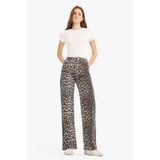 DeFacto Straight Fit Yüksek Bel Leopar Desenli Uzun Boy Gabardin Pantolon D1229AX25AU