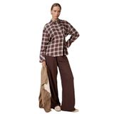 DeFacto Straight Wide Düz Paça Krep Pantolon Kahverengi, 3XL, G1120AX25AU, Kahve-BN539, Kadın