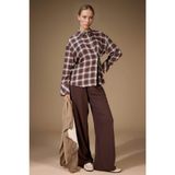 DeFacto Straight Wide Düz Paça Krep Pantolon Kahverengi, L, G1120AX25AU, Kahve-BN539, Kadın