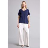 DeFacto Straight Wide Düz Paça Pantolon Ekru, L, F7439AX26SP, Ekru-ER37, Kadın