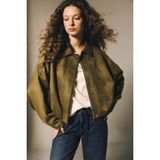 DeFacto Su Geçirmez Regular Fit Süet Mont, L, Regular Fit Süet Mont, Haki, Kadın