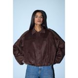 DeFacto Su Geçirmez Regular Fit Süet Mont, L, Regular Fit Süet Mont, Kahve-BN530, Kadın