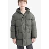 Defacto Su İtici Kapüşonlu Fermuarlı Haki Erkek Çocuk Parka C8782a8/kh493 Haki