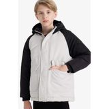 DeFacto Su İtici Kapüşonlu Polar Astarlı Parka Erkek Çocuk, 9-10 Yaş, Kapüşonlu Polar Astarlı Parka, Gri-GR503, Erkek Çocuk