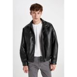 DeFacto Su İtici Oversize Fit Dik Yaka Suni Deri Mont D2427AX24AU