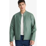 DeFacto Su İtici Slim Fit Dik Yaka Fermuarlı Suni Deri Ceket Mont D8525AX26SP - Haki-KH458 - 2XL