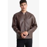 DeFacto Su İtici Slim Fit Dik Yaka Fermuarlı Suni Deri Ceket Mont D8525AX26SP