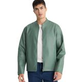 DeFacto Su İtici Slim Fit Suni Deri Mont, S, Slim Fit Suni Deri Mont, Haki-KH458, Erkek