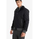 DeFacto Su İtici Slim Fit Suni Kürklü Yaka Astarlı Fermuarlı Suni Deri Mont, S, Slim Fit Suni Kürklü Yaka Suni Deri Mont, Siyah, Erkek