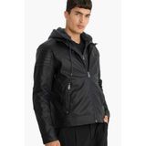 Defacto Suni Deri Ceket, S, N9693AZ25WN, Siyah, Erkek