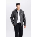 Defacto Suni Deri Ceket, S, R2523AZ25SP, Antrasit, Erkek