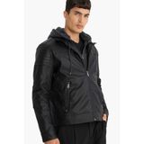 Defacto Suni Deri Ceket, Xl, N9693AZ25WN, Siyah, Erkek