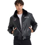 DeFacto Suni Deri Pilot Ceket, XL, F5137AX25WN, Siyah-BK27, Erkek
