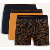 DeFacto T4929AZ26SP Lacivert-NV135 Regular Fit Baskılı 3'lü Boxer