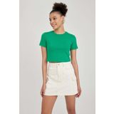 DeFacto T9631AZ23SM Yeşil-GN689 Coool Fitted Kısa Kollu Kadın T-shirt