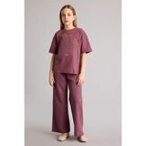 DeFacto Tişört Eşofman Altı 2'li Takım Kız Çocuk H1126A826SM - 8 - 9 Yaş - Bordo-BR492