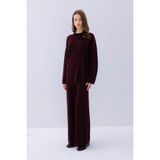 DeFacto Triko Pantolon Beli Lastikli Cepli Basıc Paça, L, D7511AX24WN, Bordo-BR171, Kadın