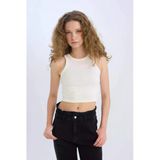 Defacto U0357azwt32 Beyaz Afra X Defacto Fitted Halter Yaka Fitilli Kaşkorse Atlet