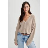 DeFacto U2052AZ/BG653 Defacto Kadın Hırka BEIGE