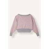 DeFacto Ultra Yumuşak Regular Fit Kayık Yaka Çizgili Triko Crop Kazak I1628AX26AU