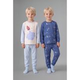 Defacto Uzay Desenli Uzun Kollu Üst Lastikli Paça 4lü Pijama Takımı Erkek Bebek I1441a526aube343 Mavi-be343