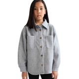 DeFacto Uzun Kollu Çıtçıtlı Gömlek Ceket Kız Çocuk, 13-14 Yaş, F2271A825AU, Gri-GR28, Kız Çocuklar