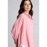 DeFacto Uzun Kollu Gömlek Tunik Pembe, L, H6877AX26SP, Pembe-PN623, Kadın