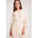 DeFacto Uzun Kollu Kuşaklı Kimono, XL, F0986AX25SMBG677-218052, Kum, kadın